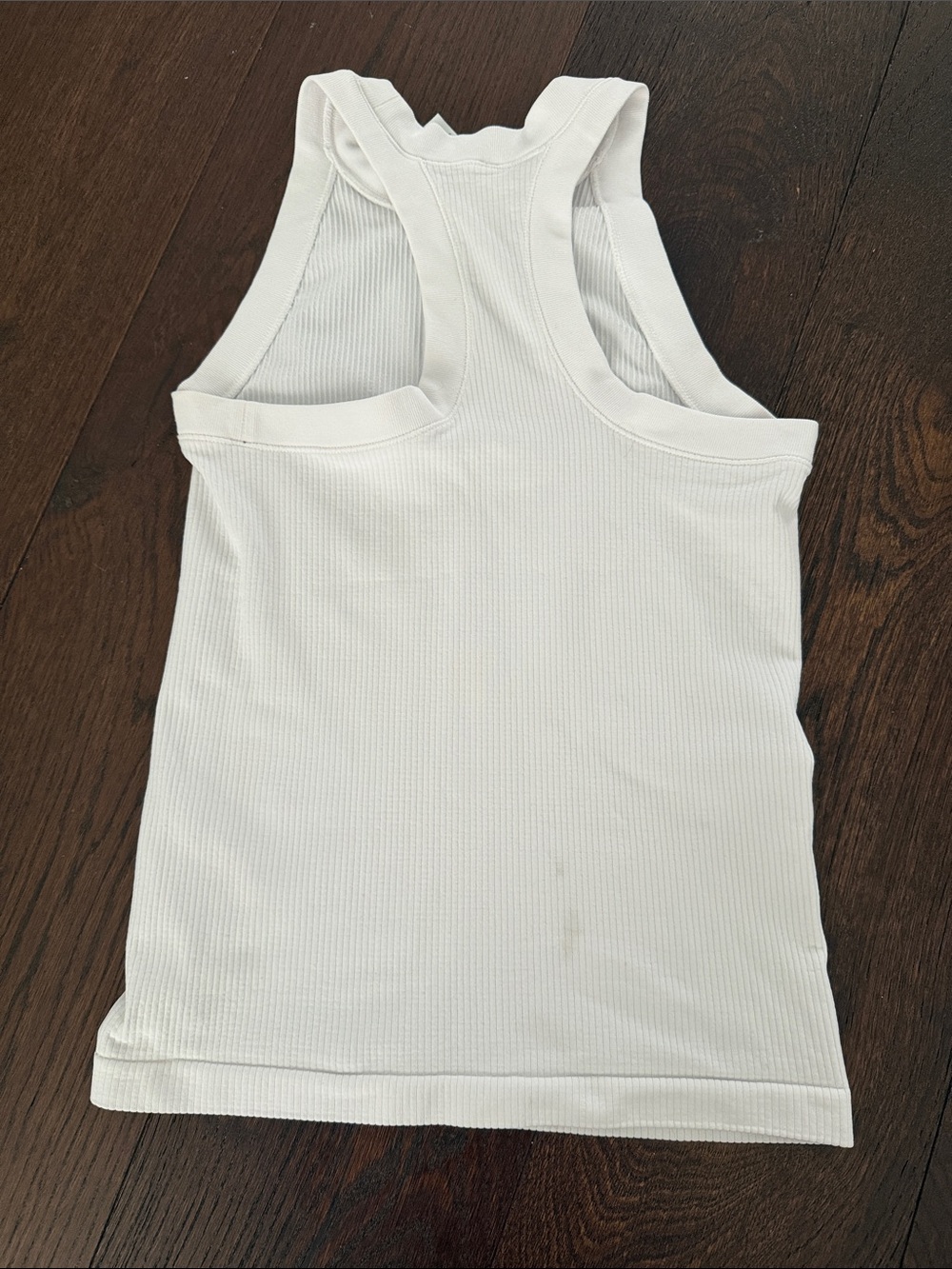 Athleta White Ribbed Racerback Tank Top - Picture 3 of 3